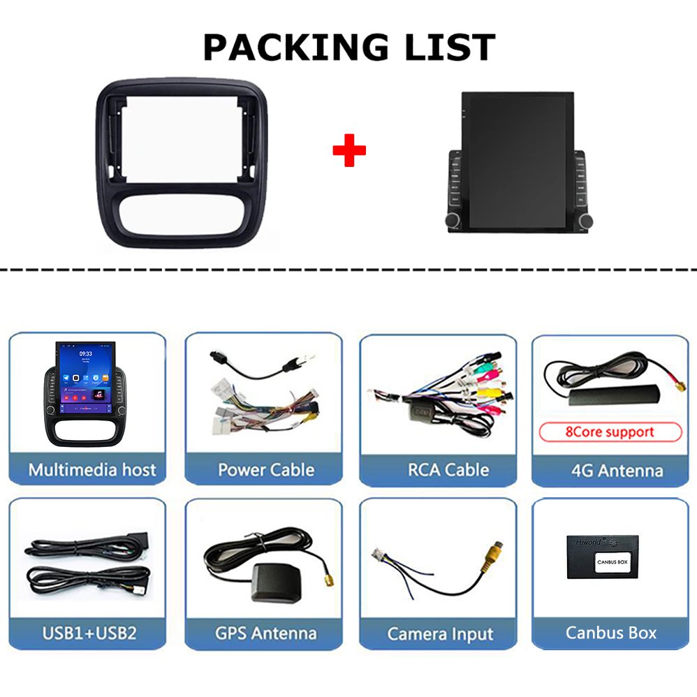 9.7" Tesla Vertical Screen Android Auto Radio for Renault Trafic 3 2014-2021 for Opel Vivaro B 2014-2018 Carplay GPS 2din