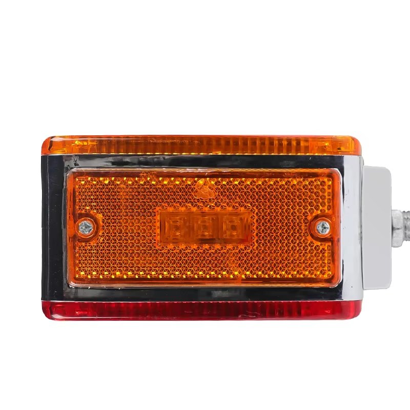 Amber Red Color 12v 45 Leds Double Face Pedestal Light Square Side Marker With Turn Signal Lamp For American Trucks