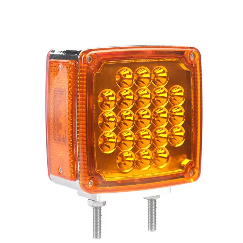 Amber Red Color 12v 45 Leds Double Face Pedestal Light Square Side Marker With Turn Signal Lamp For American Trucks