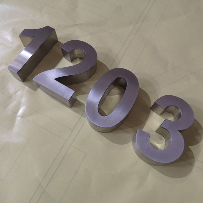 Laser Cut Large Brushed Polished Stainless Steel House Door Channel Number Letter Sign