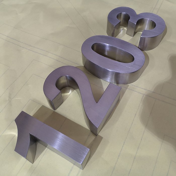 Laser Cut Large Brushed Polished Stainless Steel House Door Channel Number Letter Sign