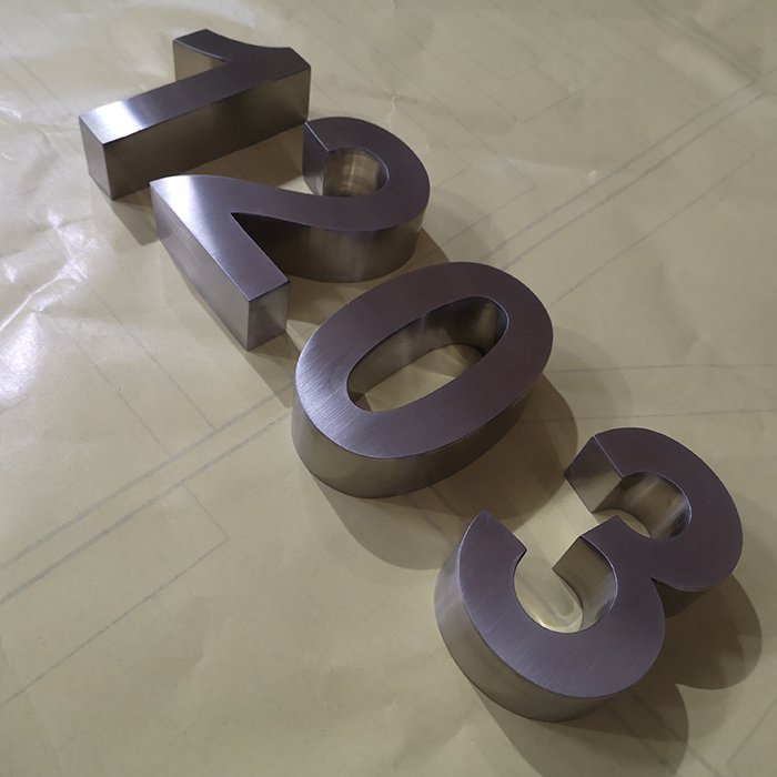 Laser Cut Large Brushed Polished Stainless Steel House Door Channel Number Letter Sign