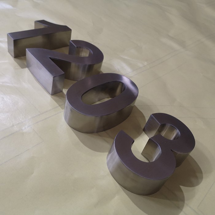 Laser Cut Large Brushed Polished Stainless Steel House Door Channel Number Letter Sign