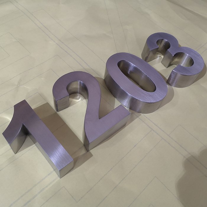 Laser Cut Large Brushed Polished Stainless Steel House Door Channel Number Letter Sign