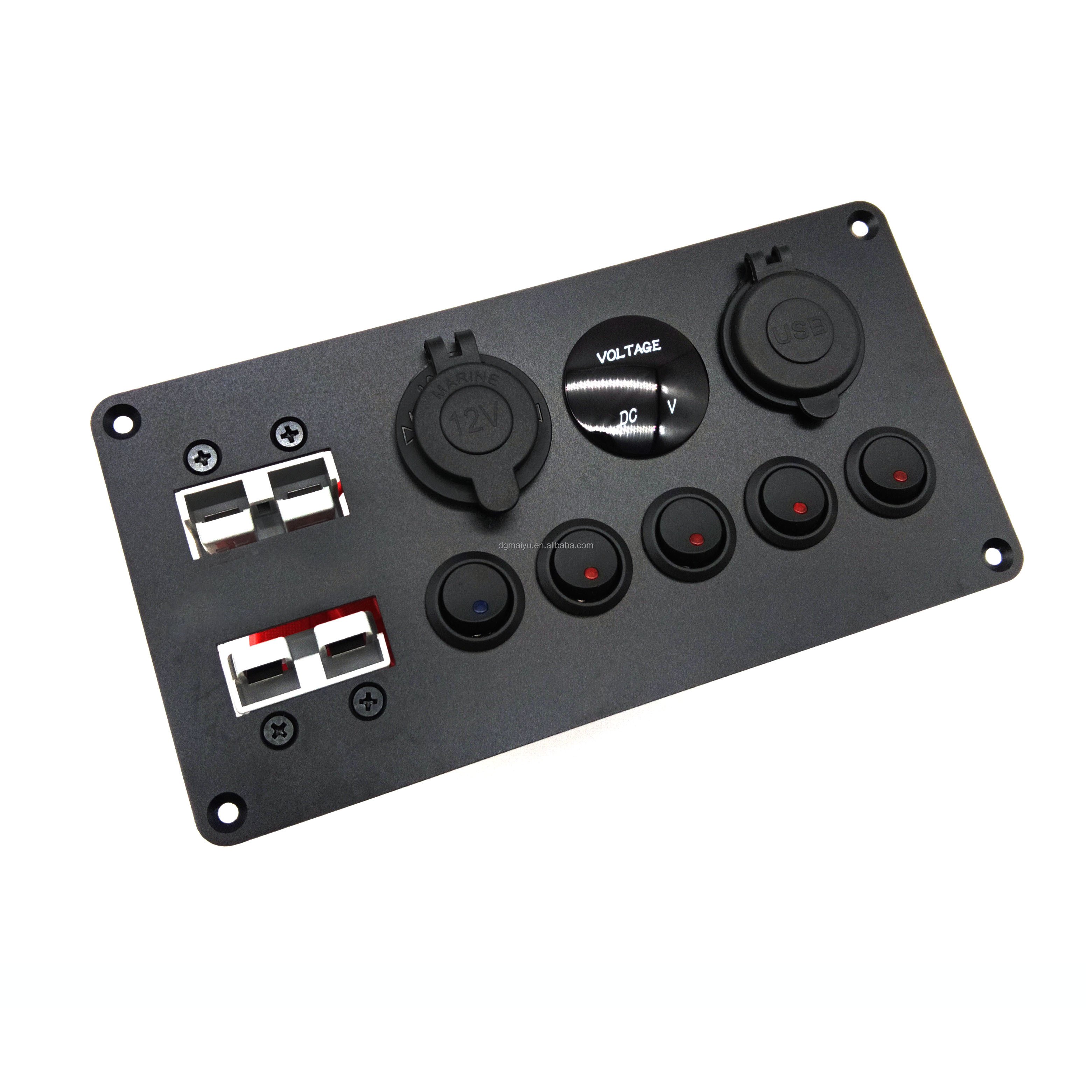 5 Way Switch Panel W/ 50A Plugs Accessory Power Socket & Dual USB