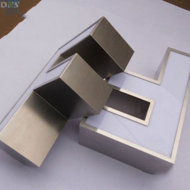 Business Front Door Sign Acrylic Letter 3d Letter Night Light Silver Brushed Mirror Stainless Steel Frontlit Letters