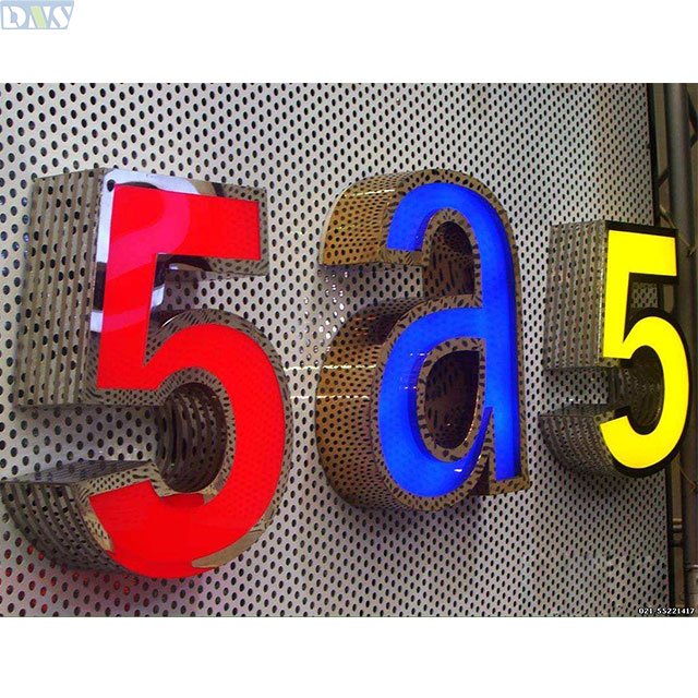 Business Front Door Sign Acrylic Letter 3d Letter Night Light Silver Brushed Mirror Stainless Steel Frontlit Letters