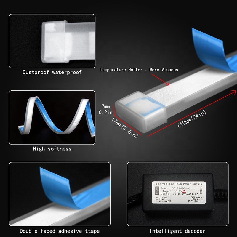 Yosovlamp 12V/24V Dual Color Flexible Led Drl Flexible Drl 335 2835 LED 30cm 45cm 60cm Flowing Turn Drl Led Stripes