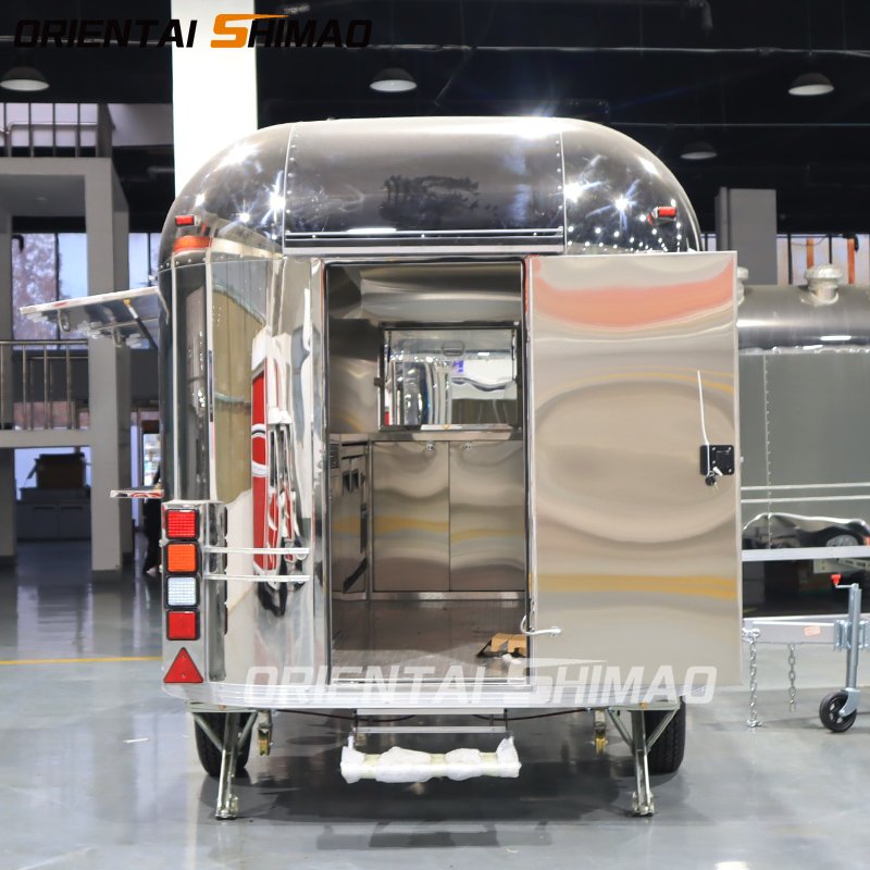 New Design Stainless Steel Airstream Vending Truck Ice Cream Food Cart Usa Food Truck Ice Trailer Kitchen Food Van for Sale