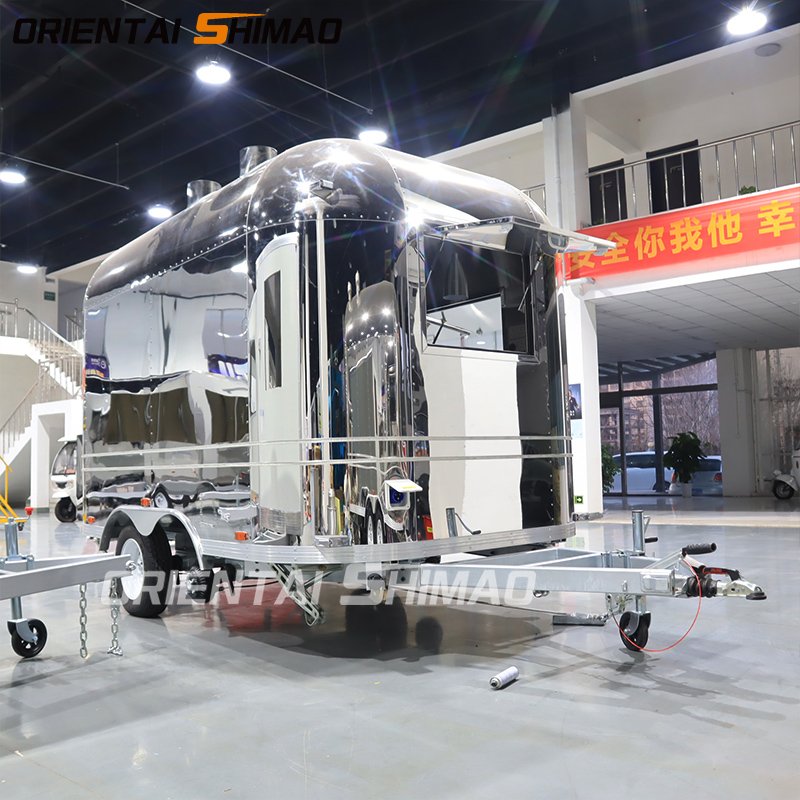 New Design Stainless Steel Airstream Vending Truck Ice Cream Food Cart Usa Food Truck Ice Trailer Kitchen Food Van for Sale