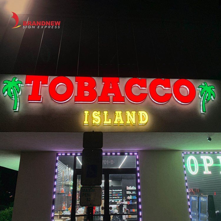 BRANDNEWSIGN Manufacturer Custom Smoke Shop Advertising Logo Letters Signage 3D Lighting Led Acrylic Channel Letters Signs