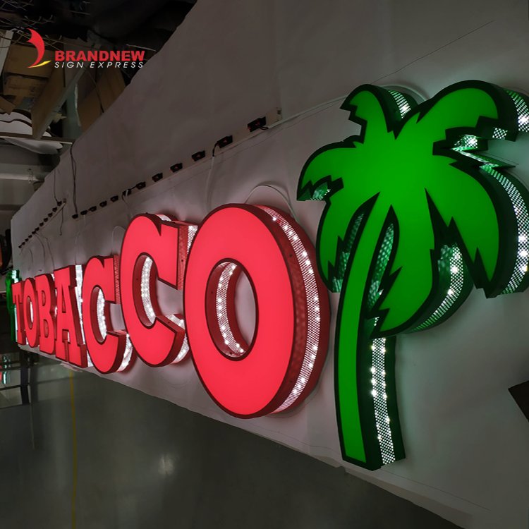 BRANDNEWSIGN Manufacturer Custom Smoke Shop Advertising Logo Letters Signage 3D Lighting Led Acrylic Channel Letters Signs