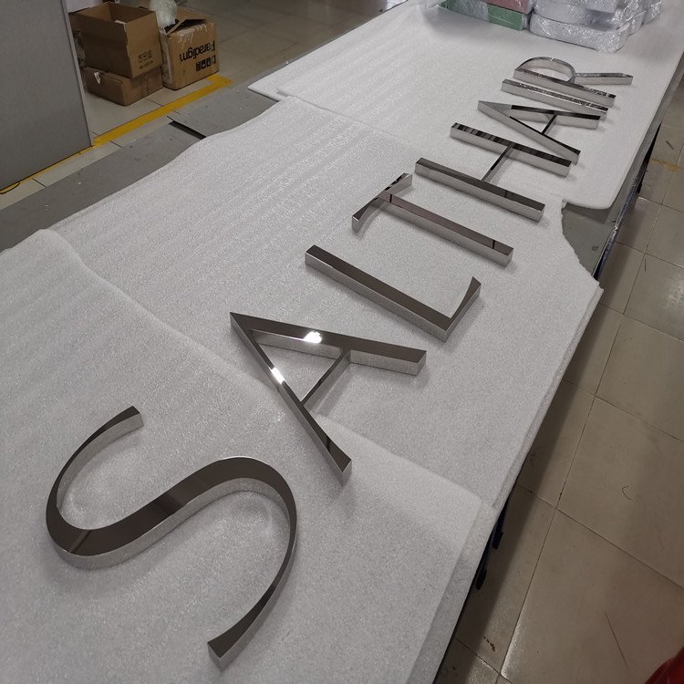 Custom Wall Sign Mirror Finished Stainless Steel Backlit Led Sign Business Logo 3D Letters Silver Shop Signs