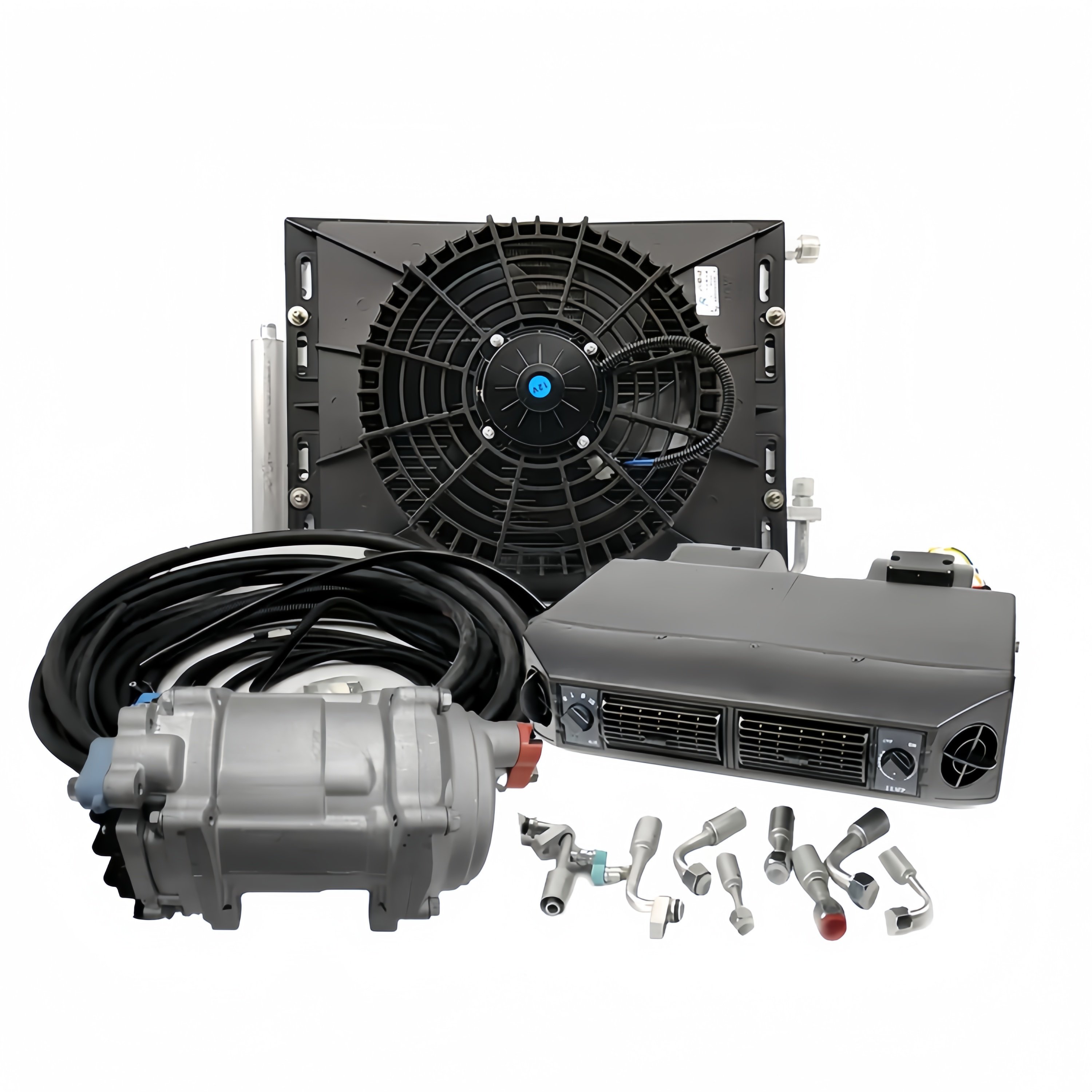 RGFROST Universal HVAC Compressor Add-On Dash Evaporator Assembly Unit Nissan Mini Buses VW Trucks New 12V 24V Air Conditioner