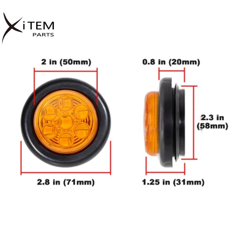 XITEM Led Side Marker Light for Truck Trailer Round Led Lighting 500lm 12V Auto Car Bus Indicator Bulbs