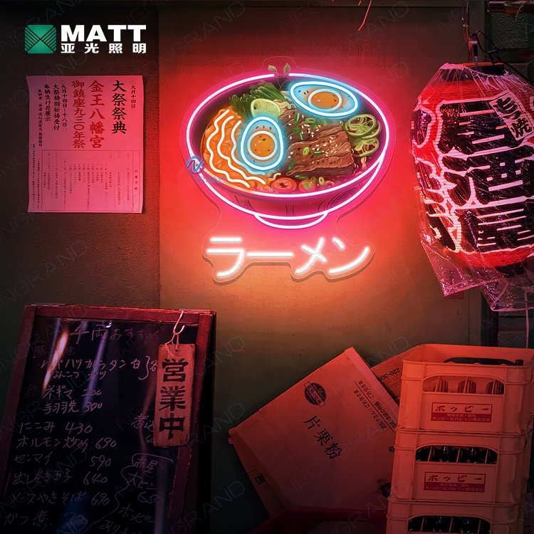 Dropshipping Ramen Neon Sign Japanese Cuisine Food Acrylic Led Neon Light Custom Business Logo for Restaurant Wall Art Decor