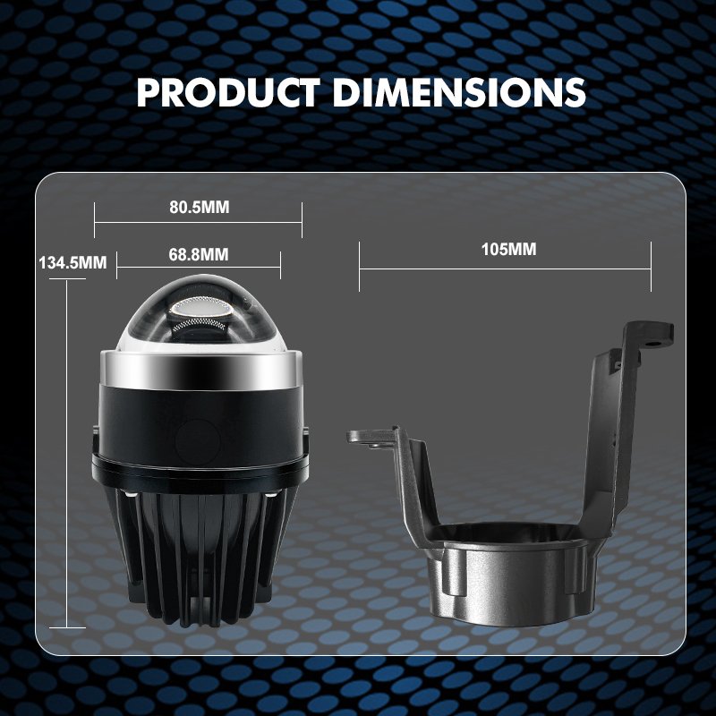 2023 Newest CF90 Universal Fog Lights Projector Lens 3 Colors 3000K 4300K 6000K Led Fog Lamp 70watts Tri-color Fog Light for Car