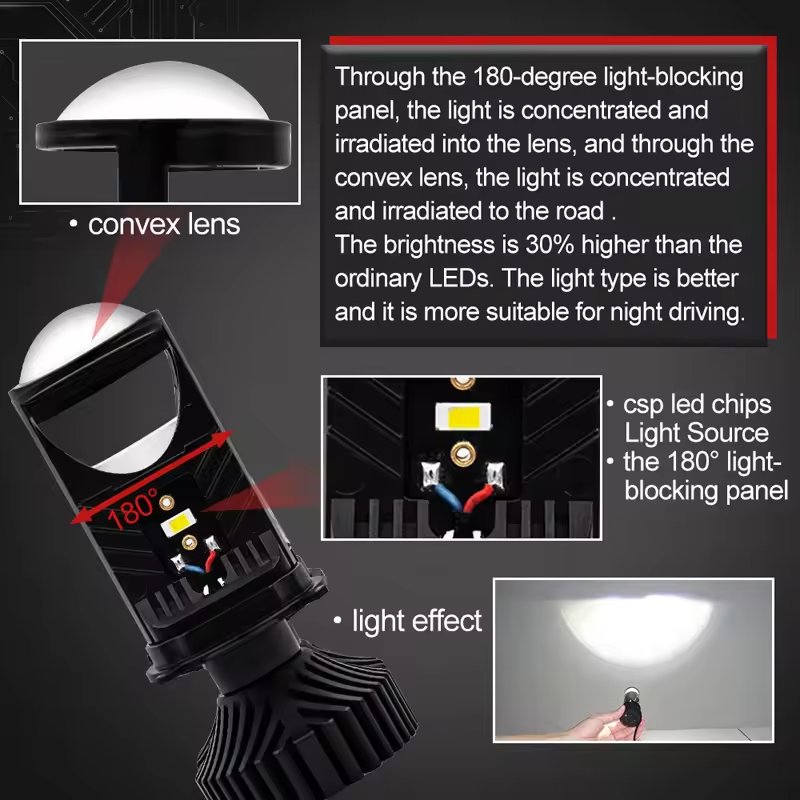 Y9 Y6 Faros Bi H4 Mini Led Projector Headlight with Turbo Focos Led Auto Led Lights for Motorcycles Led Light for Cars Truck