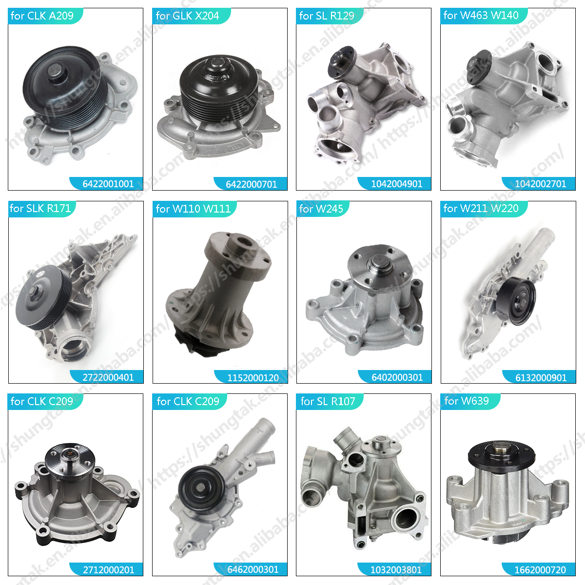 Car Engine Coolant Water Pump for Mercedes Benz W461 W906 W245 W169 W164 W166 W463 W211 W219 W251 W447 W907 OE 2118350264