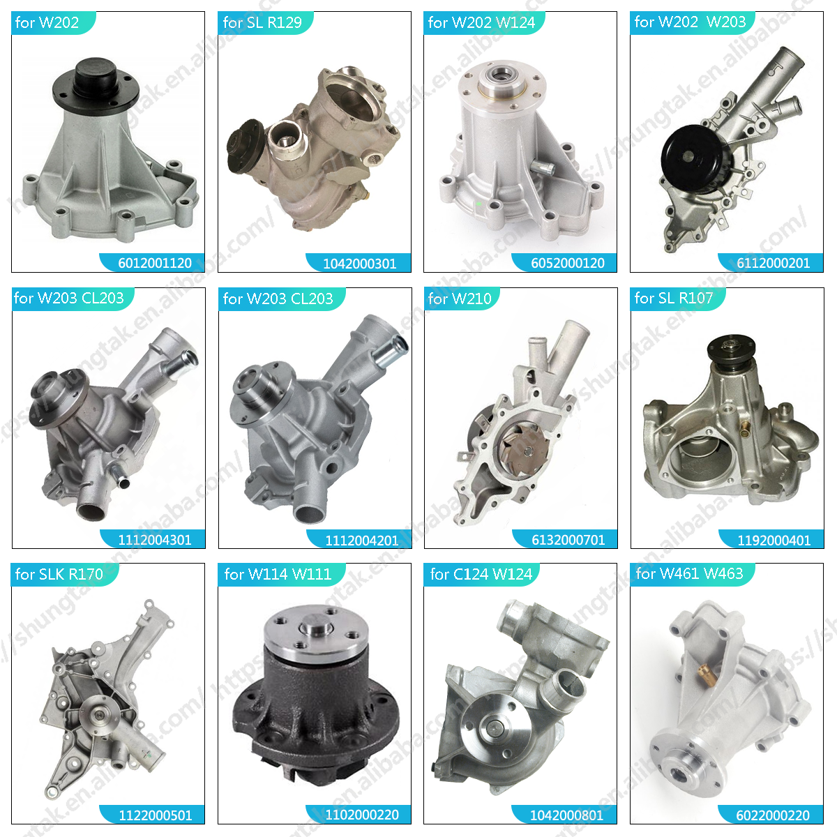 Car Engine Coolant Water Pump for Mercedes Benz W461 W906 W245 W169 W164 W166 W463 W211 W219 W251 W447 W907 OE 2118350264