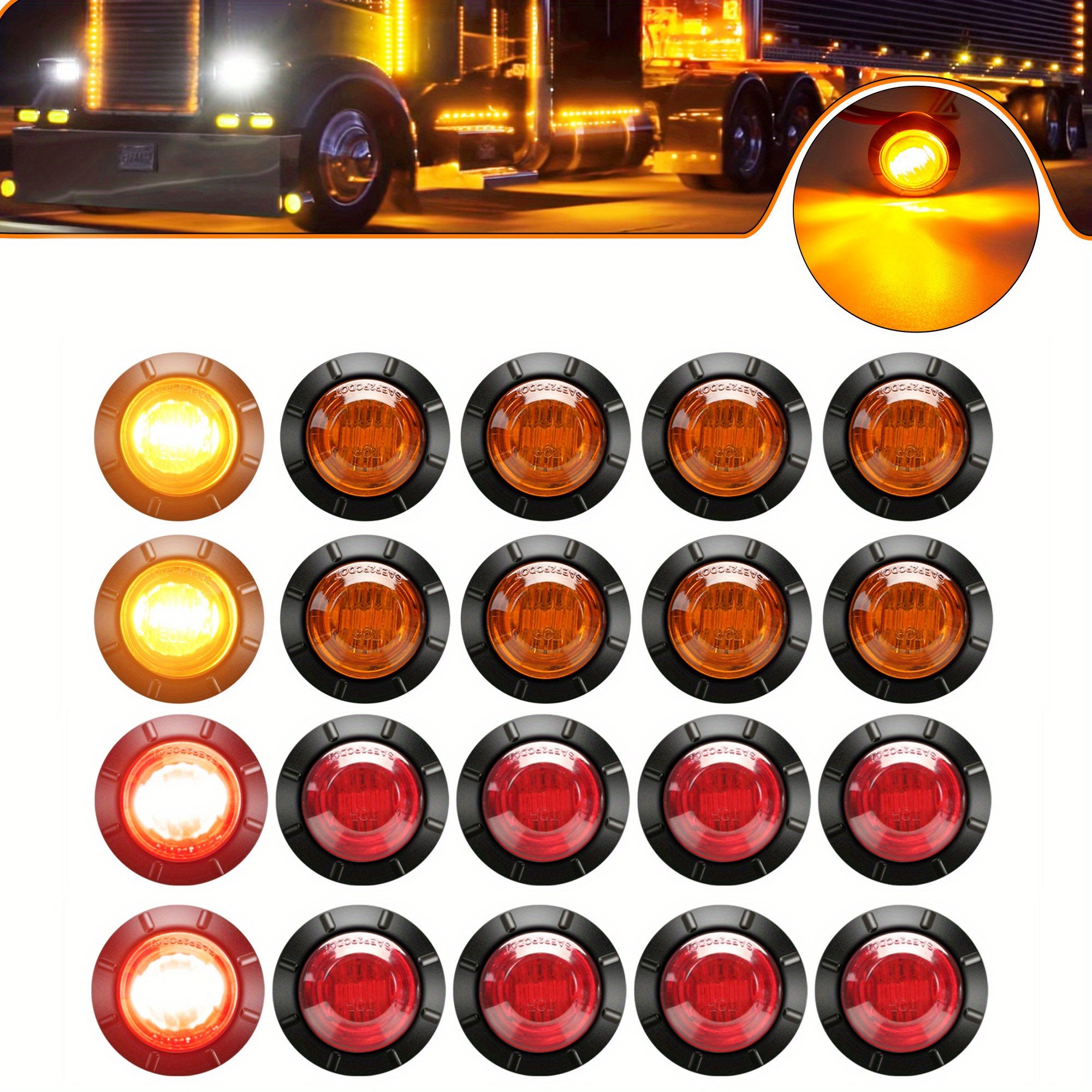Round 3inch 4inch LED Car External Lights 12V 24V Auto Car Bus Truck Wagons Side Marker Indicator Trailer Light Rear Side Lamp