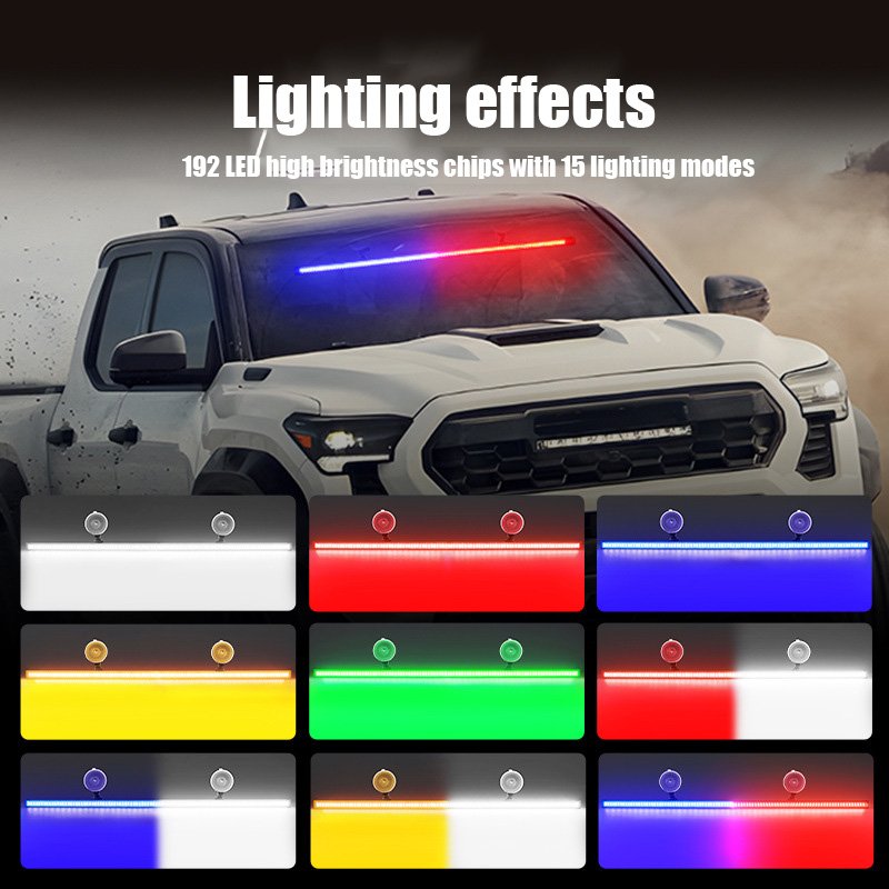 Yosovlamp Car Front and Rear Windshields Modified with LED Ranger Long bar Lights and Multifunctional Roof Warning Lights