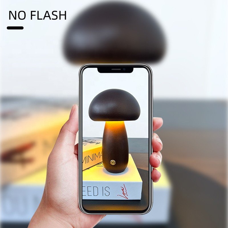 JYLIGHTING Kids Gifts Solid Wood Mushroom Night Light Atmosphere Lamp Bedside Lamp Decoration Beech Children LED Table Lamp