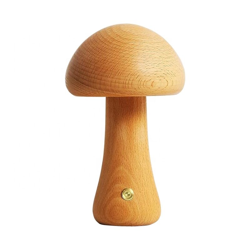 JYLIGHTING Kids Gifts Solid Wood Mushroom Night Light Atmosphere Lamp Bedside Lamp Decoration Beech Children LED Table Lamp
