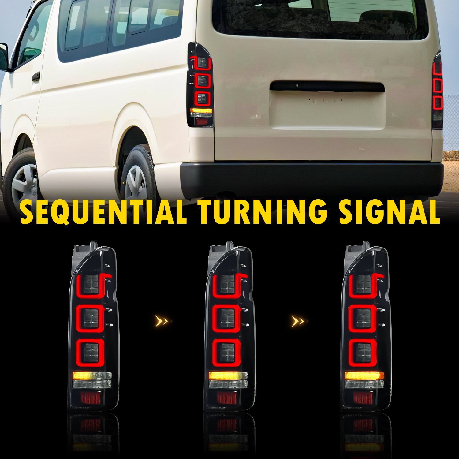 Customized Hiace High Roof 2005-2018 Running LED Rear Tail Lamp Assembly
