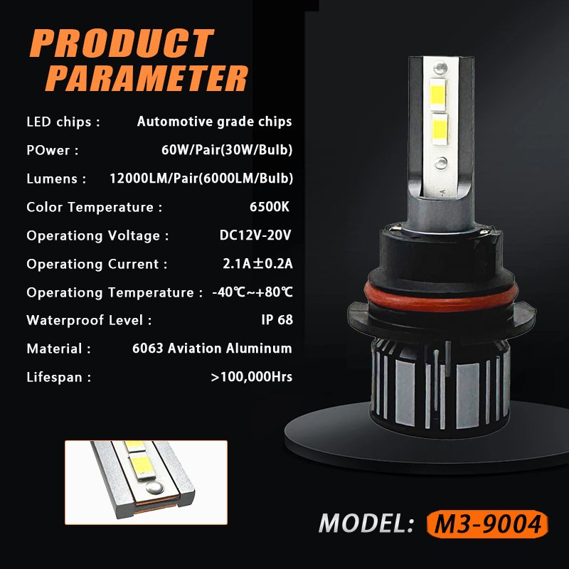 KingEagle M3-9004 CSP LED Headlight Factory Wholesale High Quality H1 H3 H7 H4 9005 HB3 9006 HB4 H8 H11 COB Led Headlight