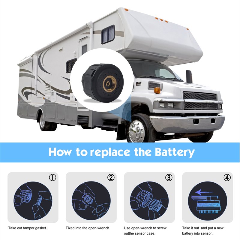 Truck RV Bus TPMS 6 Wheels Sensor 199 psi Wheels Tire Pressure Monitoring System Solar Tpms for Trailer
