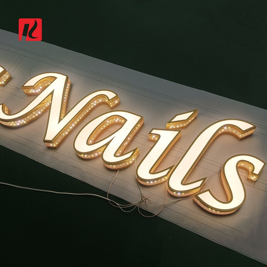 Kexian 3d Acrylic Signs Business Logo Beauty Salon Nail Shop Company Name Sign LED Lighted Channel Letter