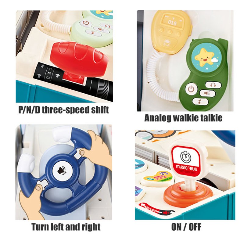 Plastic Multi-function Deformation Game Play Set Musical Simulation Steering Wheel School Bus Toy for Children Gift