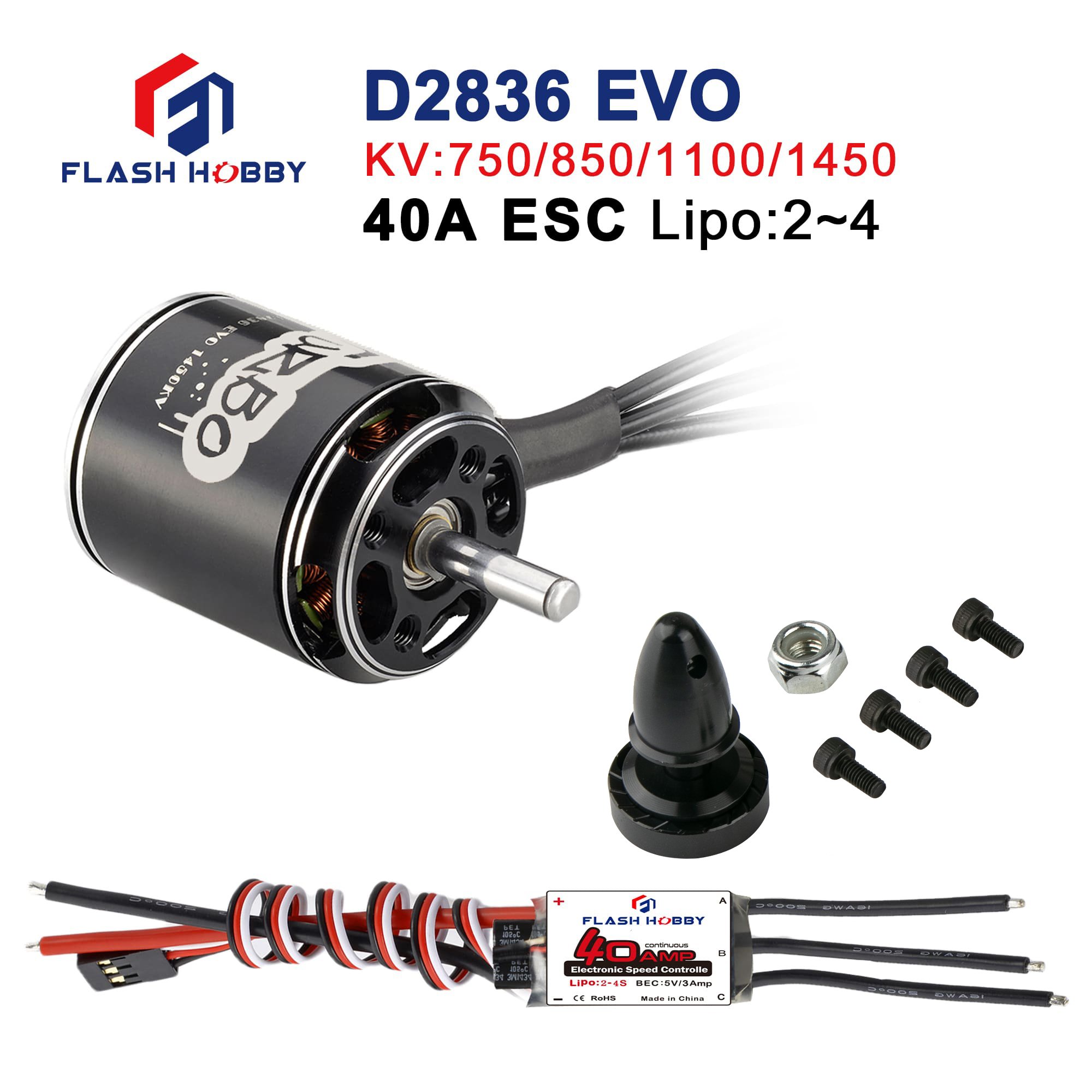 FLASHHOBBY D2836EVO 2836 1450KV High Torque Electric E Bus Vehicle Ev Ac Traction Motor Motorcycle Electric Motors