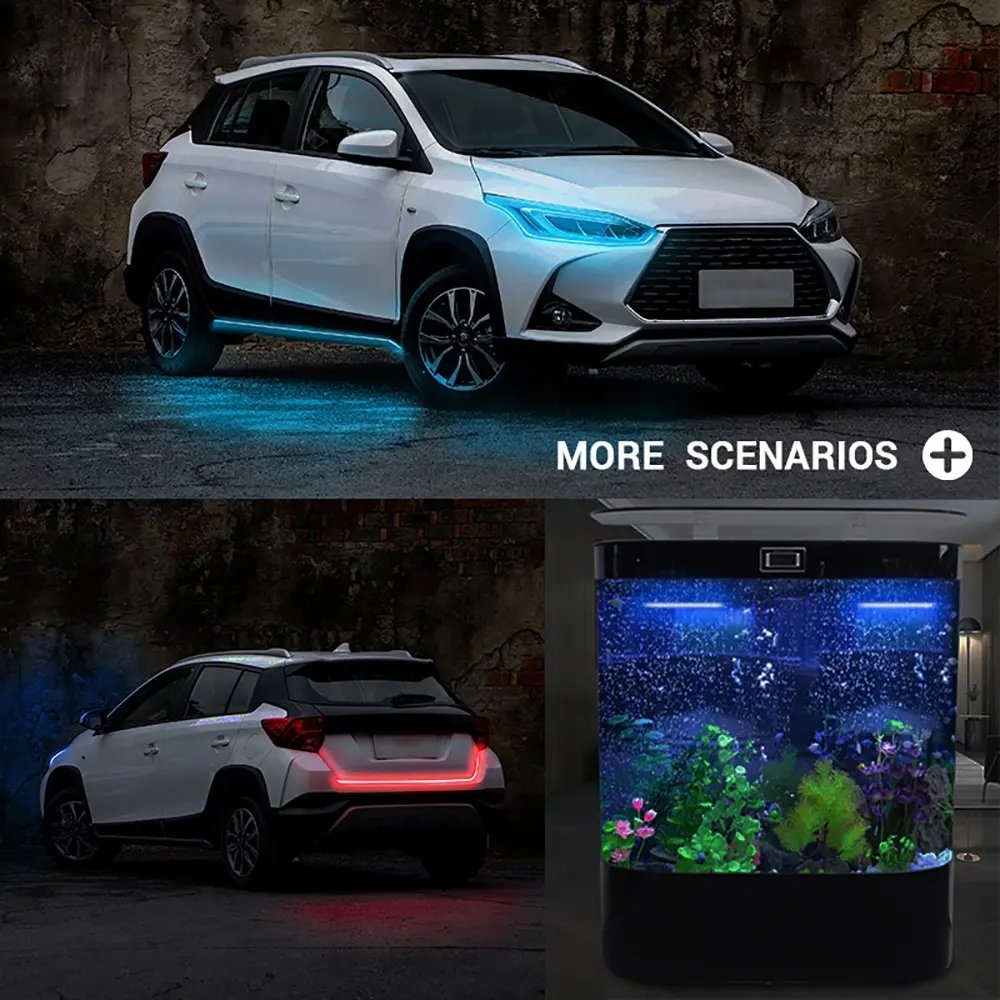 New Universal 1.5/1.8M Start-scan Led Car Hood Light Flexible Daytime Running Lights Strip Deacorative Lamp Accessories
