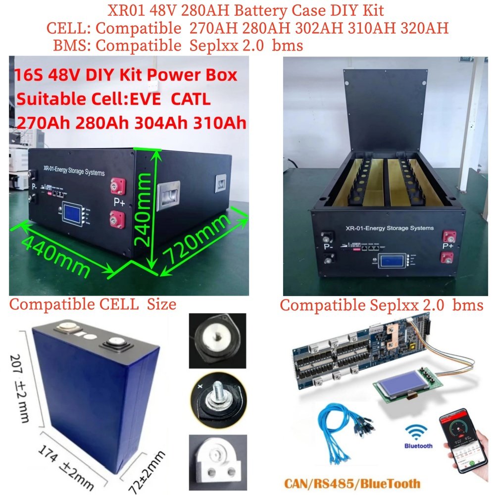 5KW 10kW15KW LiFePO4 Battery Box Diy Kit for JK Inverter BMS LCD 2.0 Bms 100AH 200AH 230AH 280AH 310AH 320AH Active Balance