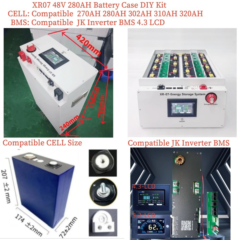 5KW 10kW15KW LiFePO4 Battery Box Diy Kit for JK Inverter BMS LCD 2.0 Bms 100AH 200AH 230AH 280AH 310AH 320AH Active Balance