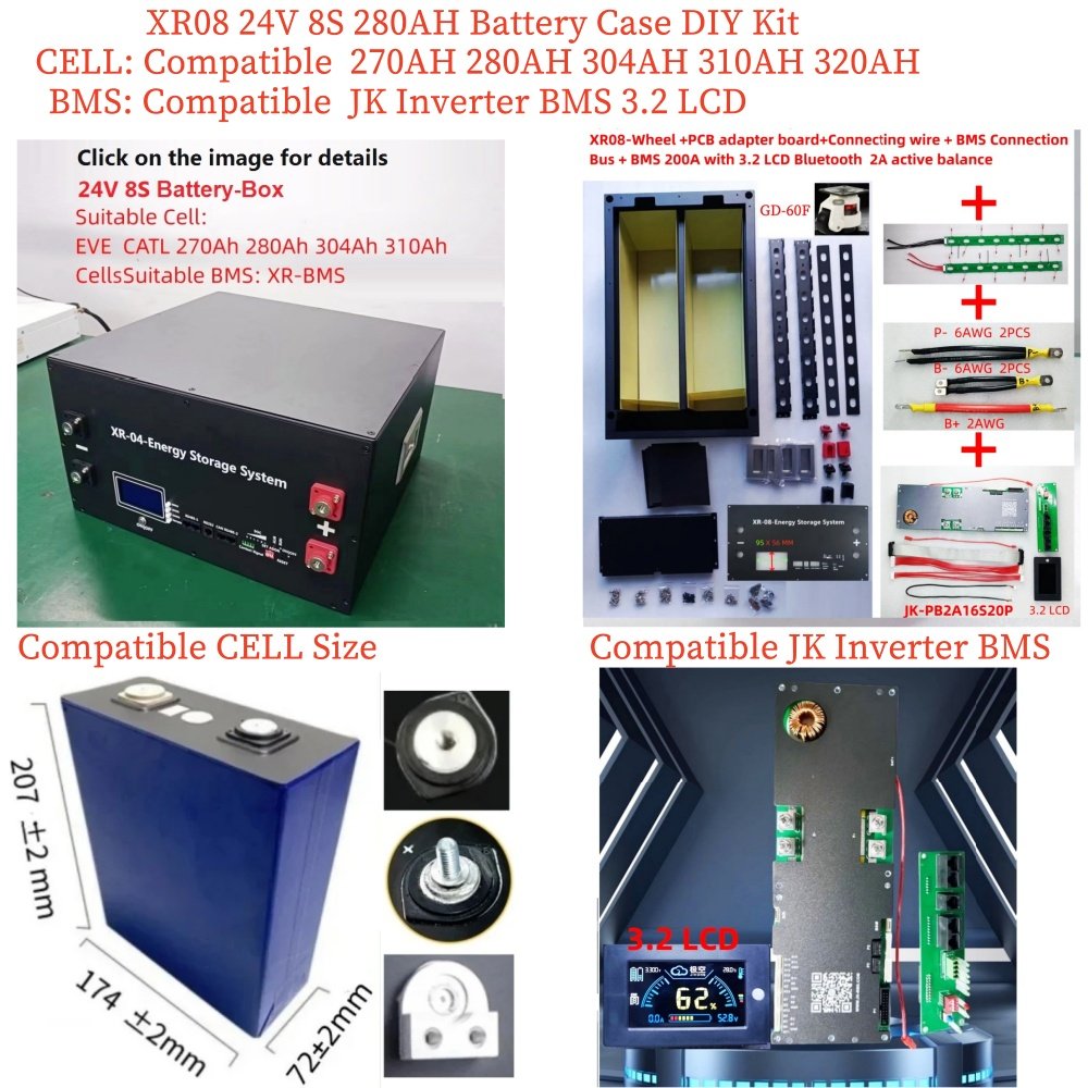 5KW 10kW15KW LiFePO4 Battery Box Diy Kit for JK Inverter BMS LCD 2.0 Bms 100AH 200AH 230AH 280AH 310AH 320AH Active Balance