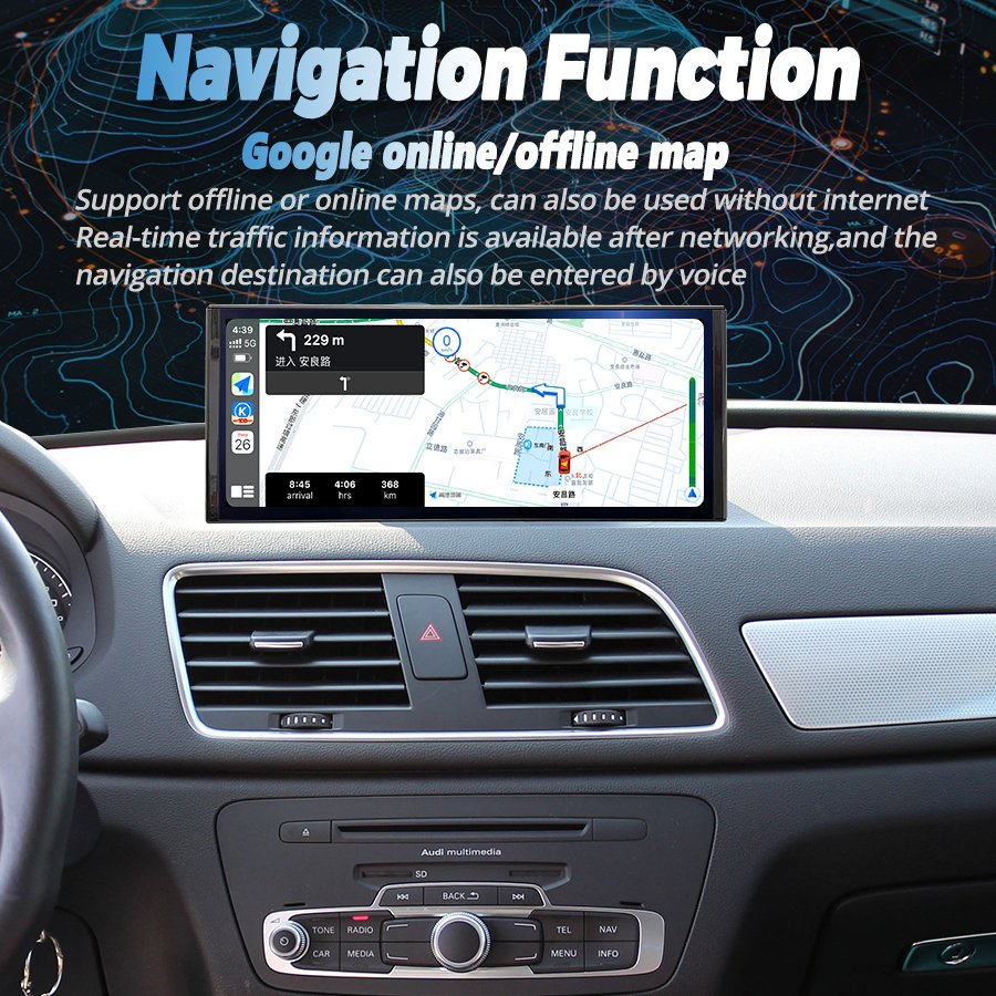 12.3Inch 1920*720 Qled Screen for AUDI Q3 2013-2018 Android 12 Car Radio Multimedia Video Player Stereo GPS Wireless CarPlay