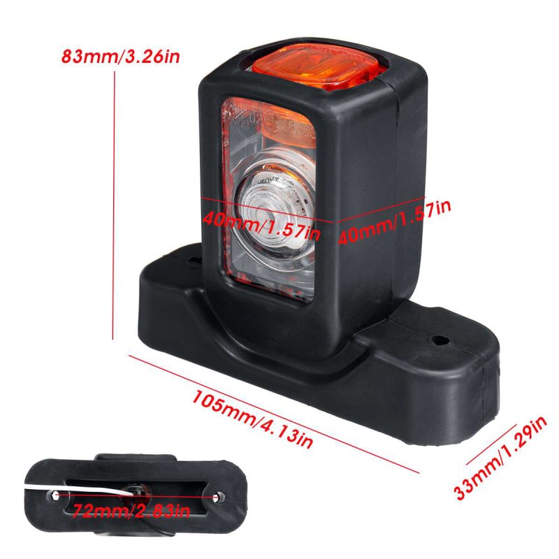 12V 24V Truck LED Side Marker Light Triple Amber White Red Indicator Lamp for Trailer Lorry RV Bus Trailer Wedge Lighting System