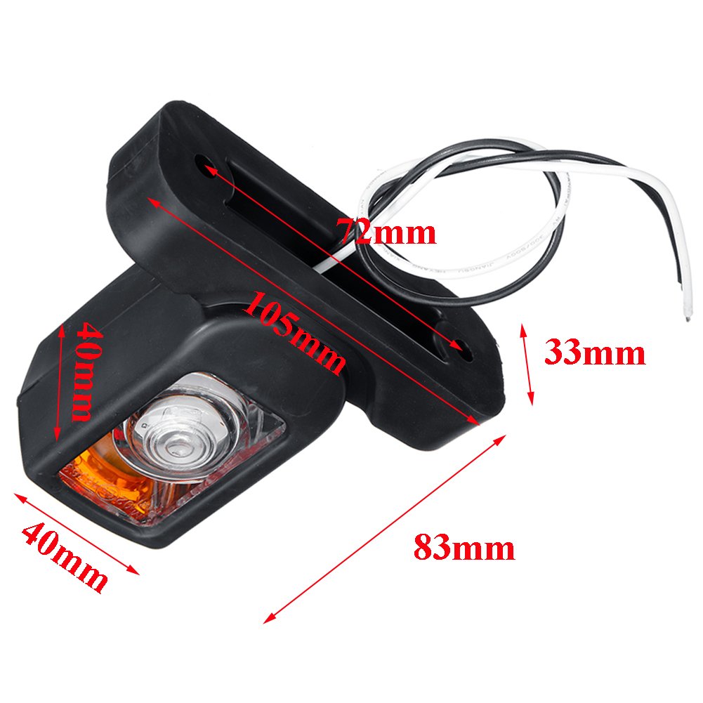 12V 24V Truck LED Side Marker Light Triple Amber White Red Indicator Lamp for Trailer Lorry RV Bus Trailer Wedge Lighting System