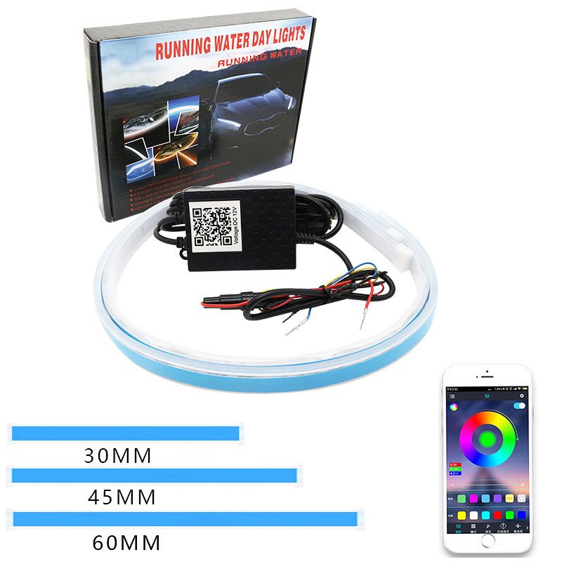 Yosovlamp Ultra Thin APP with Steering RGB Seven Color Bluetooth Control Ultra-thin Daytime Running Light Strip