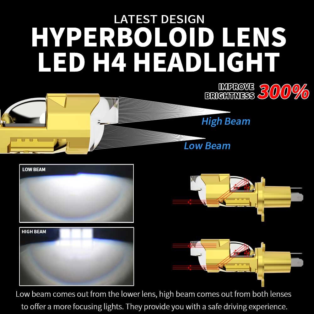 Motorcycle Lighting System Led Car Light Bulb H4 High/low Beam Lens Fog Driving Light Accessories Luces Led Headlight Projector