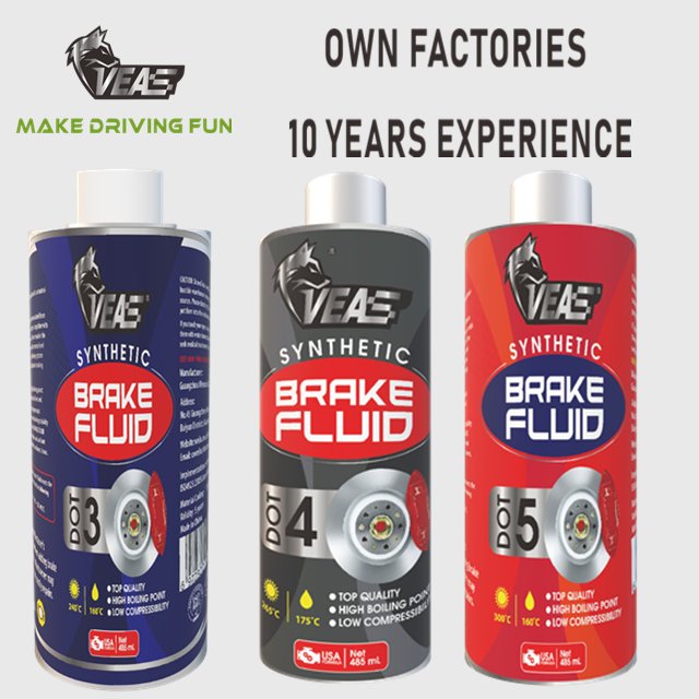 VEAS Clutch Fluid Factory Supplier Brake Oil Brake Fluid Dot 3 / Dot 4 for Auto 500ml Braking System of Most Cars