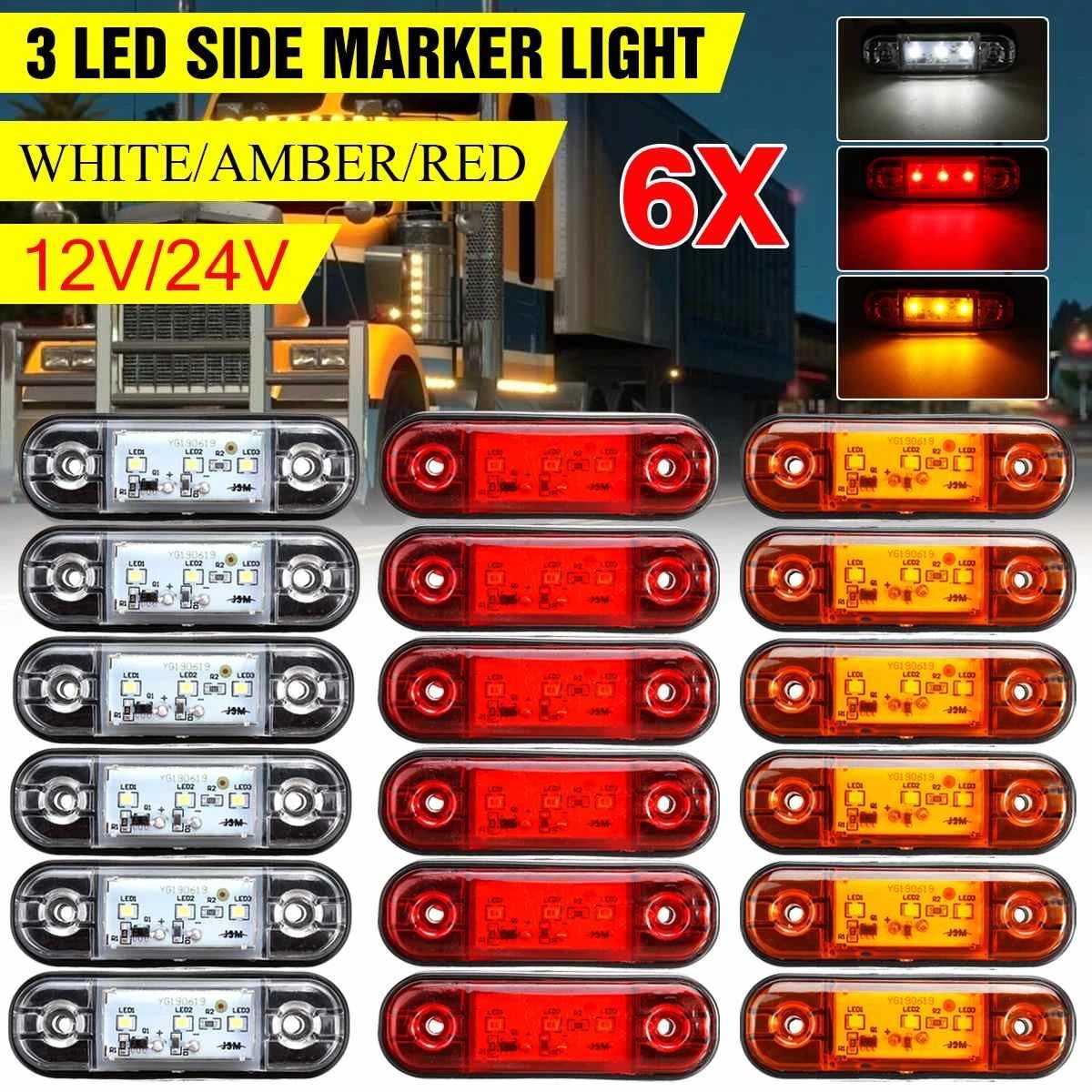 Universal 3 LED 12-24V Car Trailer Truck Side Light IP67 Waterproof Marker Lamp Truck Led Clearance Light Indicator