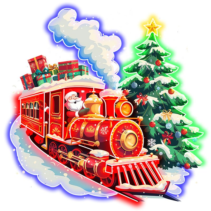 Hot Selling Filled with Christmas Gifts Tree Santa Claus Red Train LED Lights Christmas Trains Lights