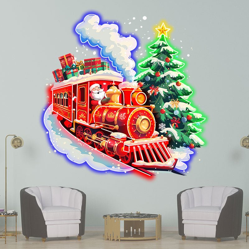 Hot Selling Filled with Christmas Gifts Tree Santa Claus Red Train LED Lights Christmas Trains Lights