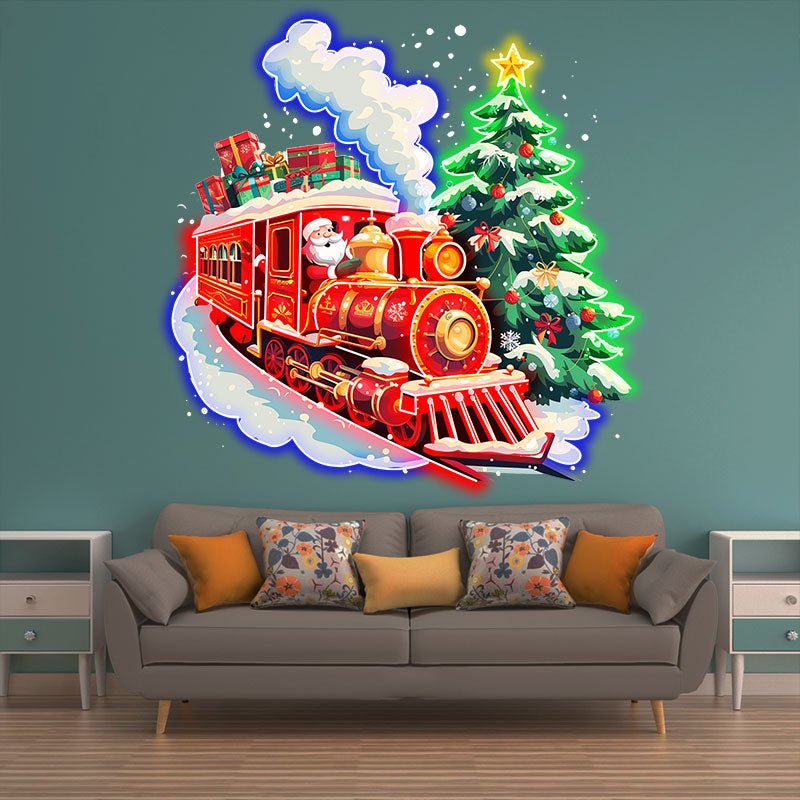 Hot Selling Filled with Christmas Gifts Tree Santa Claus Red Train LED Lights Christmas Trains Lights