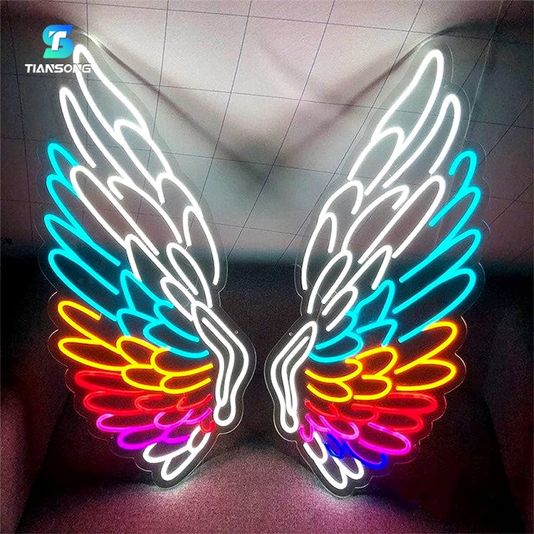 Customized Wings and Angle Merry Christmas Neon Sign 3D Lighted Letter LED Neon Lights Illuminated Sign for Wall Art Decor