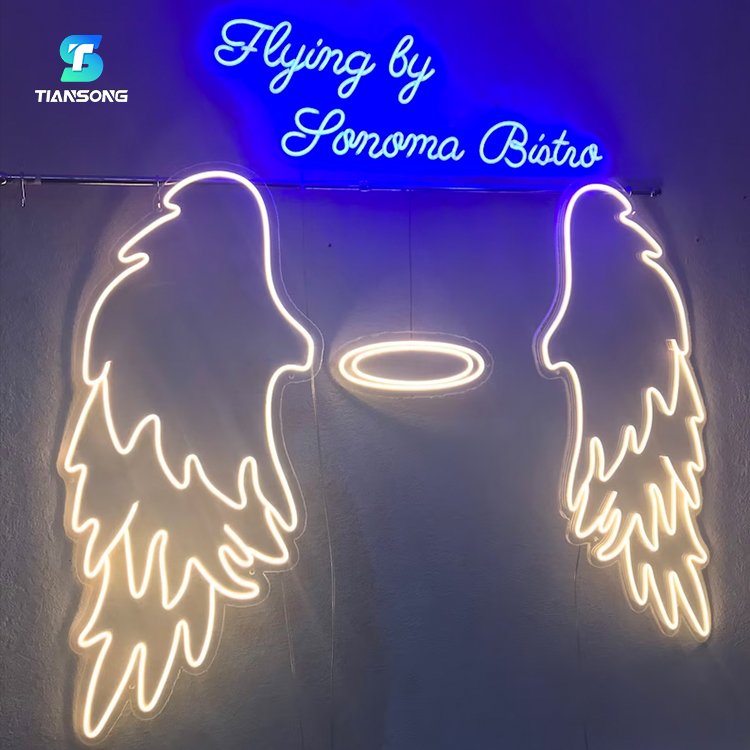 Customized Wings and Angle Merry Christmas Neon Sign 3D Lighted Letter LED Neon Lights Illuminated Sign for Wall Art Decor